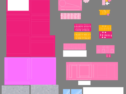 Cartoon Candy Shop Low-poly 3D Модель