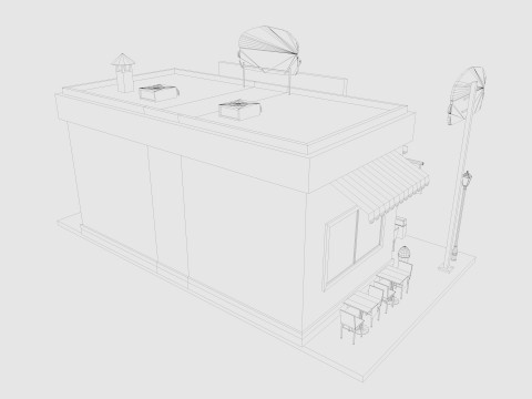 Cartoon Burgers Restaurant Low-poly 3D Model