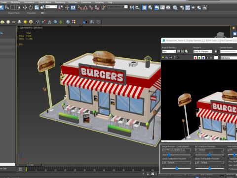 Cartoon Burgers Restaurant Low-poly 3D Model