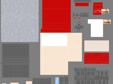 Cartoon Burgers Restaurant Low-poly 3D Model