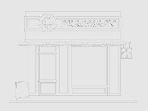 Cartoon medicine shop Low-poly 3D मॉडल