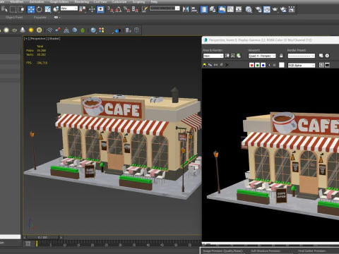 Cartoon Cafe House Low-poly 3D Model