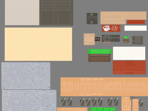 Cartoon Cafe House Low-poly 3D Model