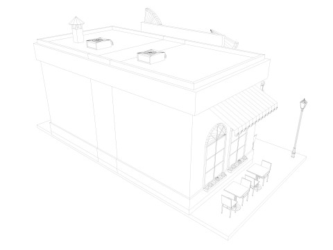 Cartoon pizza Restaurant Low-poly Model 3D