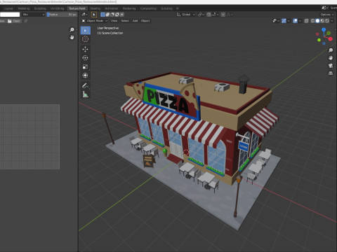 Cartoon pizza Restaurant Low-poly Model 3D