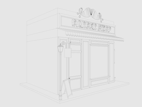 Cartoon Barber Shop Low-poly 3D Model
