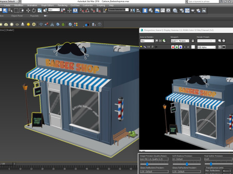 Cartoon Barber Shop Low-poly 3D Model
