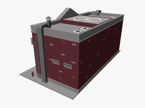 Cartoon Fire Station Low-poly 3D Model
