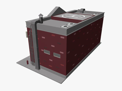 Estaci&oacute;n de bomberos de dibujos animados Low-poly Modelo 3D