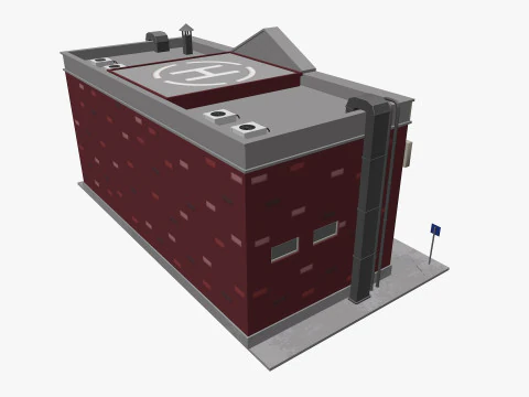 Estaci&oacute;n de bomberos de dibujos animados Low-poly Modelo 3D