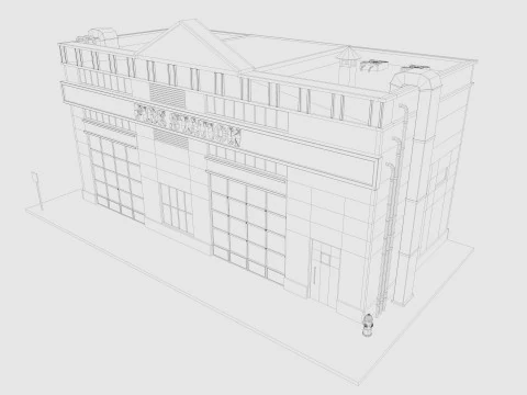 Estaci&oacute;n de bomberos de dibujos animados Low-poly Modelo 3D