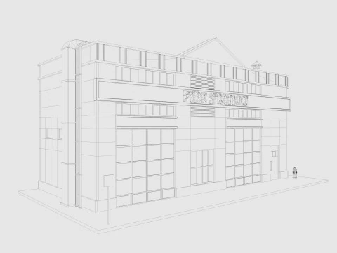 Estaci&oacute;n de bomberos de dibujos animados Low-poly Modelo 3D