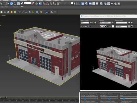 Cartoon Fire Station Low-poly 3D Model