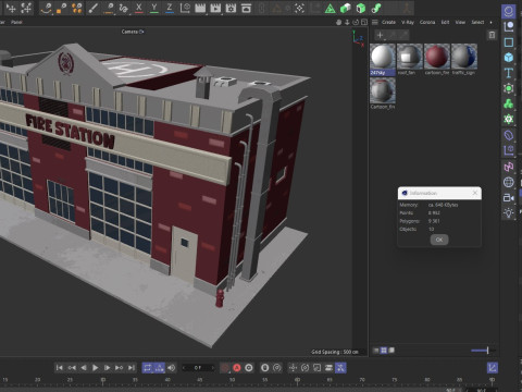 Cartoon Fire Station Low-poly 3D Model