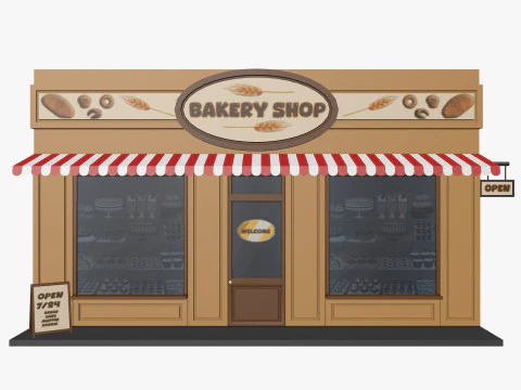 Cartoon Bakery Low-poly 3D Model