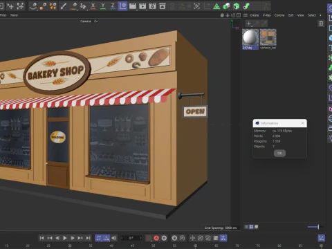Cartoon Bakery Low-poly 3D Model