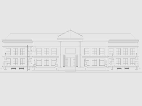 Cartoon School Low-poly 3D Модель