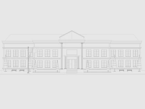 Cartoon School Low-poly 3D Model