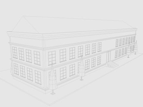 Cartoon School Low-poly 3D Модель