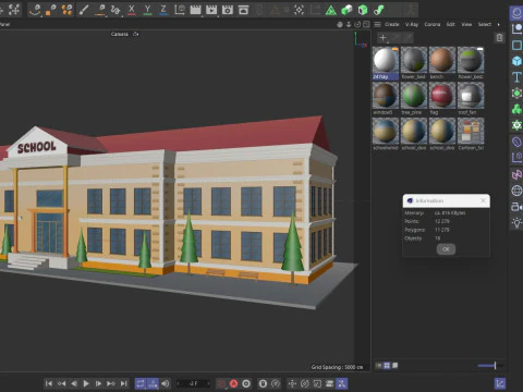 Cartoon School Low-poly 3D Model