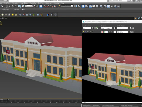 Cartoon School Low-poly 3D Model