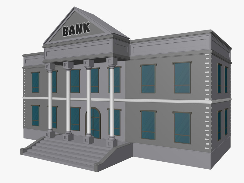 Cartoon Bank 3D Модель .c4d .max .obj .3ds .fbx .stl .blend