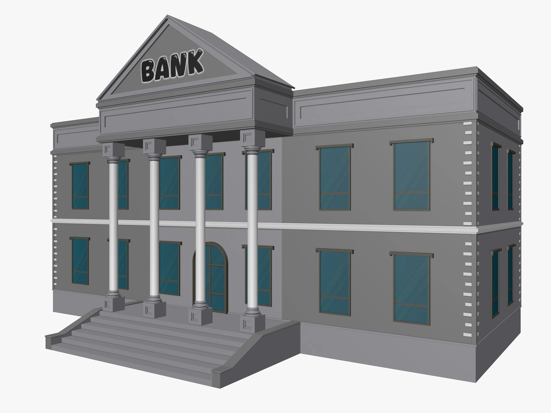 Cartoon Bank 3D Model .c4d .max .obj .3ds .fbx .stl .blend 