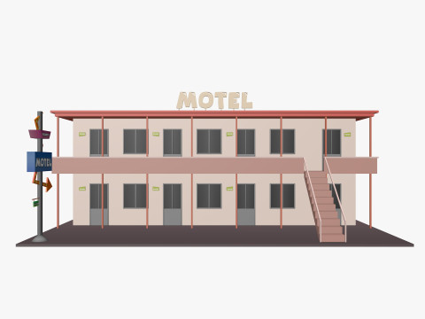 Cartoon Motel Low-poly 3D Model