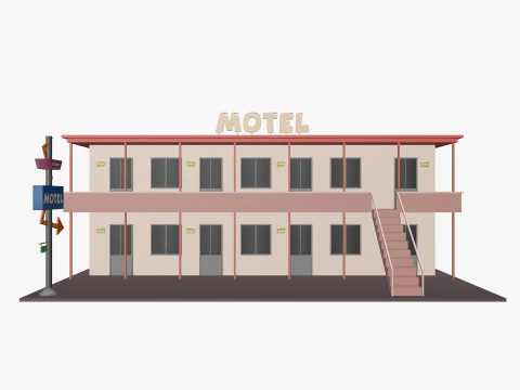 Cartoon Motel Low-poly 3D Model