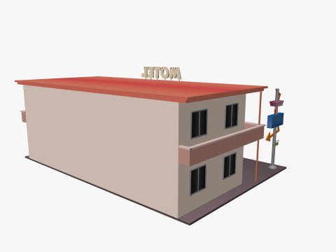 Cartoon Motel Low-poly 3D Model