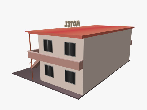 Cartoon Motel Low-poly 3D Model