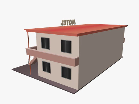 Cartoon Motel Low-poly 3D Model