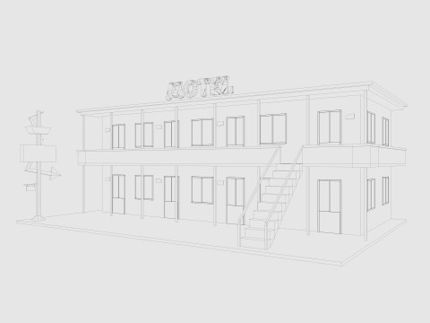 Cartoon Motel Low-poly 3D Model