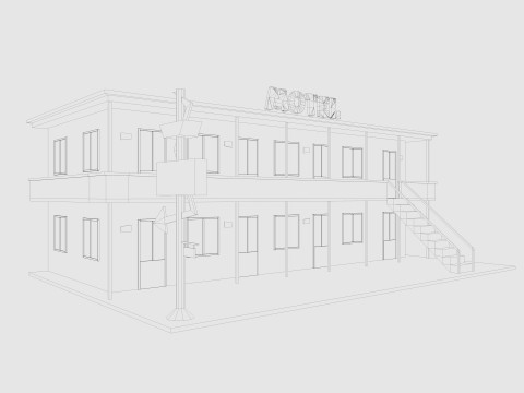 Cartoon Motel Low-poly 3D Model