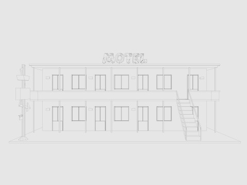 Cartoon Motel Low-poly 3D Model