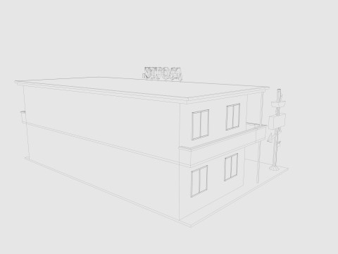 Cartoon Motel Low-poly 3D Model