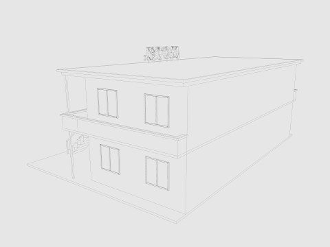 Cartoon Motel Low-poly 3D Model