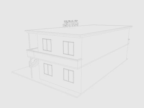 Cartoon Motel Low-poly 3D Model