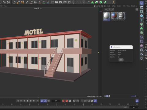 Cartoon Motel Low-poly 3D Model