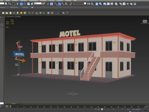 Cartoon Motel Low-poly 3D Model