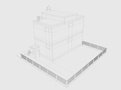 Cartoon Police Station Low-poly Model 3D