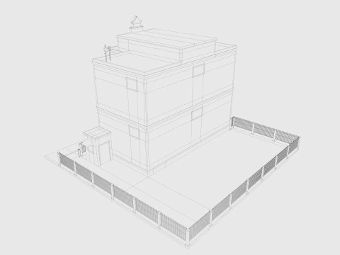Cartoon Police Station Low-poly 3D Model