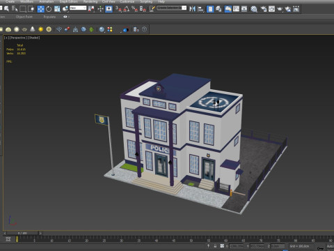 Cartoon Police Station Low-poly Model 3D