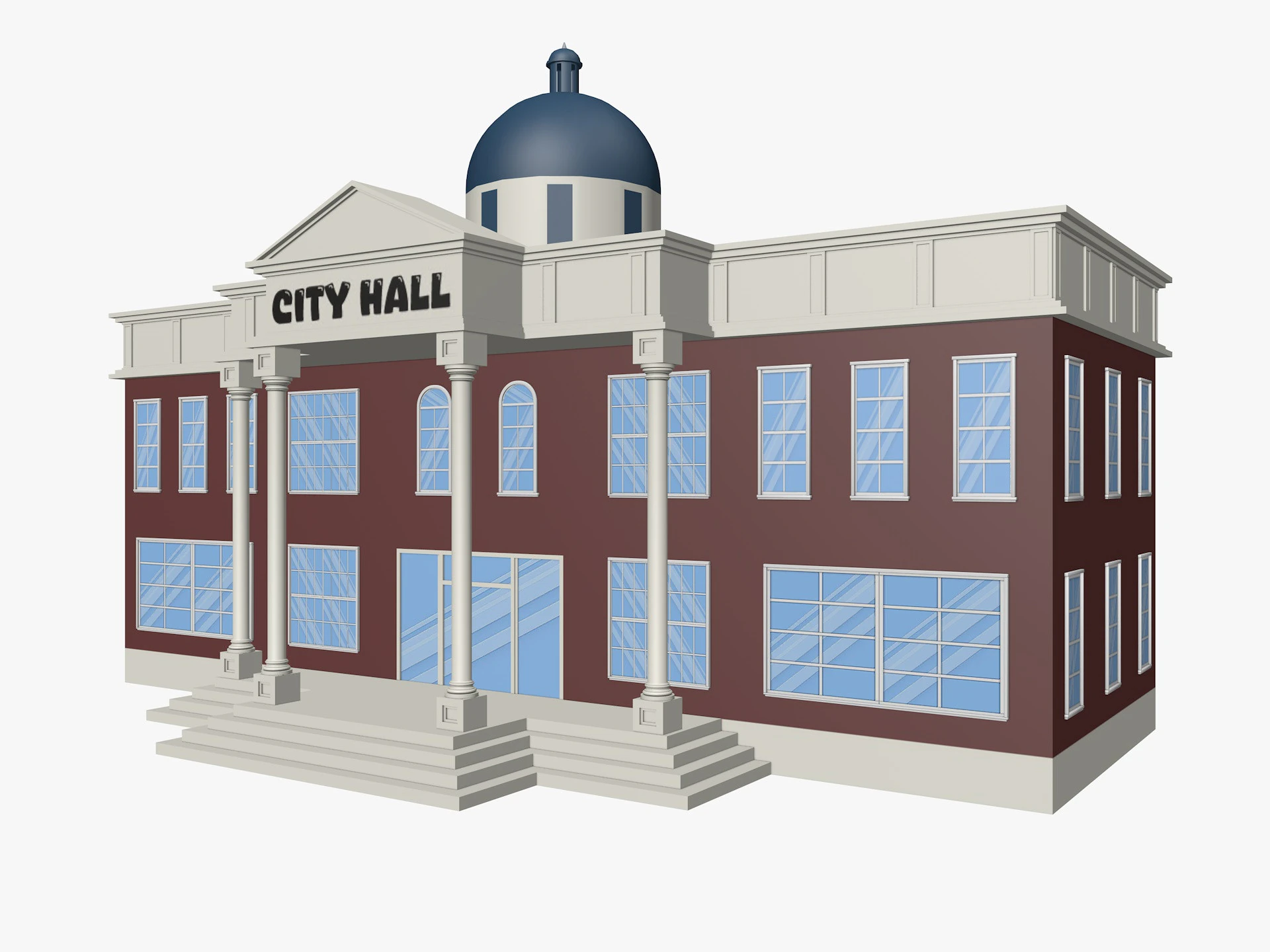 Ayuntamiento de dibujos animados Modelo 3D .c4d .max .obj .3ds .fbx .stl .blend 