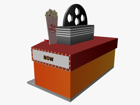 Cartoon Cinema Building Low-poly 3Dモデル