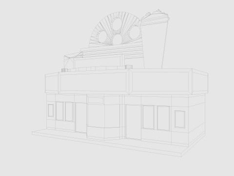 Cartoon Cinema Building Low-poly 3Dモデル
