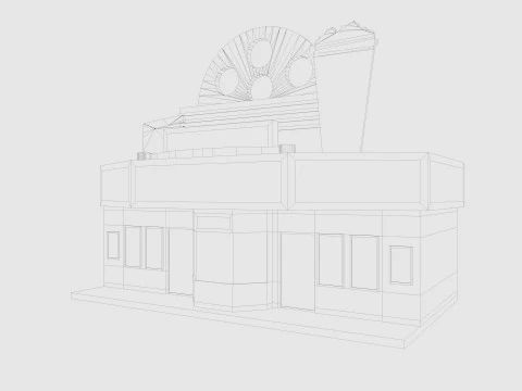 Edificio de cine de dibujos animados Low-poly Modelo 3D