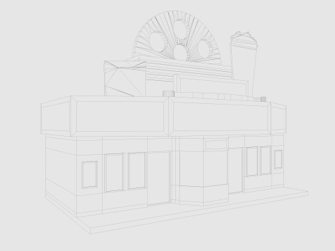 Cartoon Cinema Building Low-poly 3Dモデル