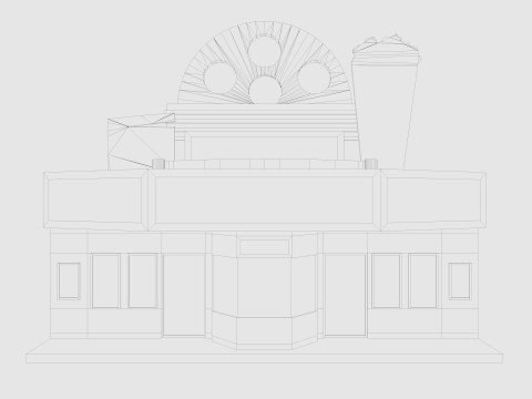 Cartoon Cinema Building Low-poly 3Dモデル