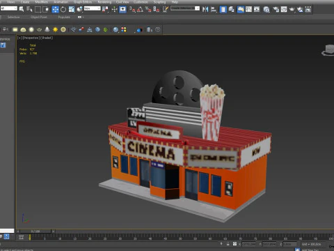 Edificio de cine de dibujos animados Low-poly Modelo 3D